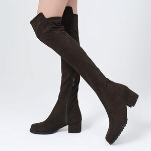 NEW Shoe'N Tale Womens Platform 2" Heel Dark Brown Over The Knee Size 8